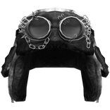 Grunge White Plaid Ushanka With Grey Goggles