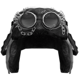 Grunge White&Black Ushanka With Grey Goggles