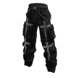 Grunge Y2K Cross Cargo Pants w/ Chains - Black