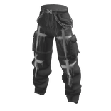 Grunge Y2K Cross Cargo Pants w/ Chains - Grey