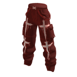 Grunge Y2K Cross Cargo Pants w/ Chains - Red