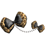 Gyaru hime gyal Sparkly double bows Pearls leopard