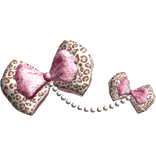 Gyaru hime gyal Sparkly double bows w Pearls Pink