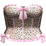 Gyaru Leopard Print Corset Y2K Baby Pink Bow 2000s