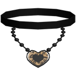 Gyaru Pearls Leopard Heart Necklace (Black)