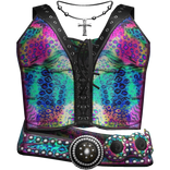 Gyaru Rainbow Corset with belt