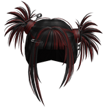 Gyaru Spikey Clipped Pigtails (Black and Red)