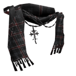 Red striped plaid textured Chrome scarf w pe