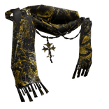 Gold and black textured Chrome scarf w pendant