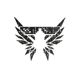 Hacker Wings Black White Glitched