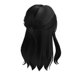 Half up half down hair w/ bangs in black
