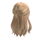 Half up half down hair w/ bangs in blonde
