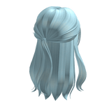 Half up half down hair w/ bangs in blue