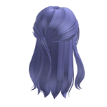 Half up half down hair w/ bangs in violet