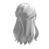 Half up half down hair w/ bangs in white