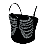 Halloween Diamond Skeleton Corset Cami Top