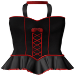 Halloween Goth Witch Corset Dress Red Lace (Black)