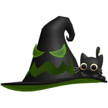 halloween green spooky monster witch hat with cat