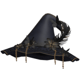 Halloween Magical Witch Hat w Flowers Navy Gold