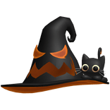halloween orange spooky monster witch hat with cat