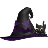halloween purple spooky monster witch hat with cat