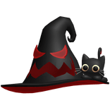 halloween red spooky monster witch hat with cat