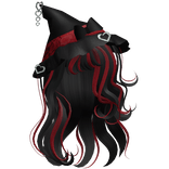 halloween swirly witch hair - red and black