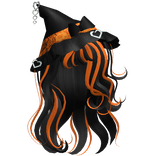 halloween swirly witch hair w/ - orange and black