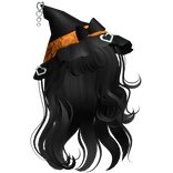 halloween swirly witch hair w/ orange hat -black
