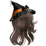 halloween swirly witch hair w/ orange hat -brown