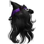 halloween swirly witch hair w/ purple hat -black