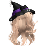 halloween swirly witch hair w/ purple hat -blonde