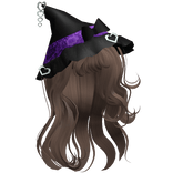 halloween swirly witch hair w/ purple hat -brown