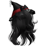 halloween swirly witch hair w/ red hat -black