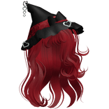 halloween swirly witch hair w/ red hat -red
