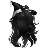 halloween swirly witch hair w/ white hat -black