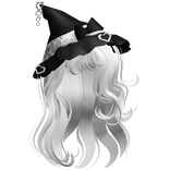 halloween swirly witch hair w/ white hat -white