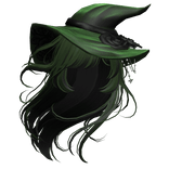 Halloween Witchy Windy Anime Hair in Green & Black