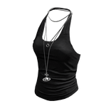 Halter + Layered Necklace (Black)
