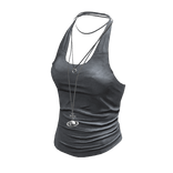 Halter + Layered Necklace (Grey)