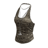 Halter + Layered Necklace (Leopard)