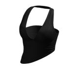 Halter Neck Top Black Hem Baddie Knot Tee Shirt