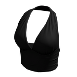 Halter Neck Top Black Hem Baddie Knot Tee Shirt