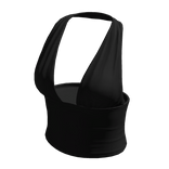 Halter Neck Top Black Hem Baddie Knot Tee Shirt