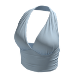 Halter Neck Top Blue Hem Baddie Knot Tee Shirt Y2K