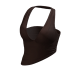 Halter Neck Top Brown Hem Baddie Knot Tee Shirt