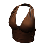 Halter Neck Top Brown Hem Baddie Knot Tee Shirt