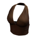 Halter Neck Top Brown Hem Baddie Knot Tee Shirt