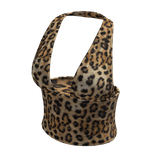 Halter Neck Top Leopard Hem Baddie Knot Tee Shirt