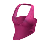 Halter Neck Top Pink Hem Baddie Knot Tee Shirt Y2K